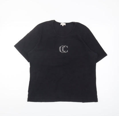Womens UK Size XL Country Casuals Black Basic T-Shirt