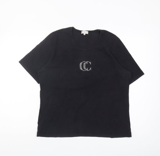 Womens UK Size XL Country Casuals Black Basic T-Shirt