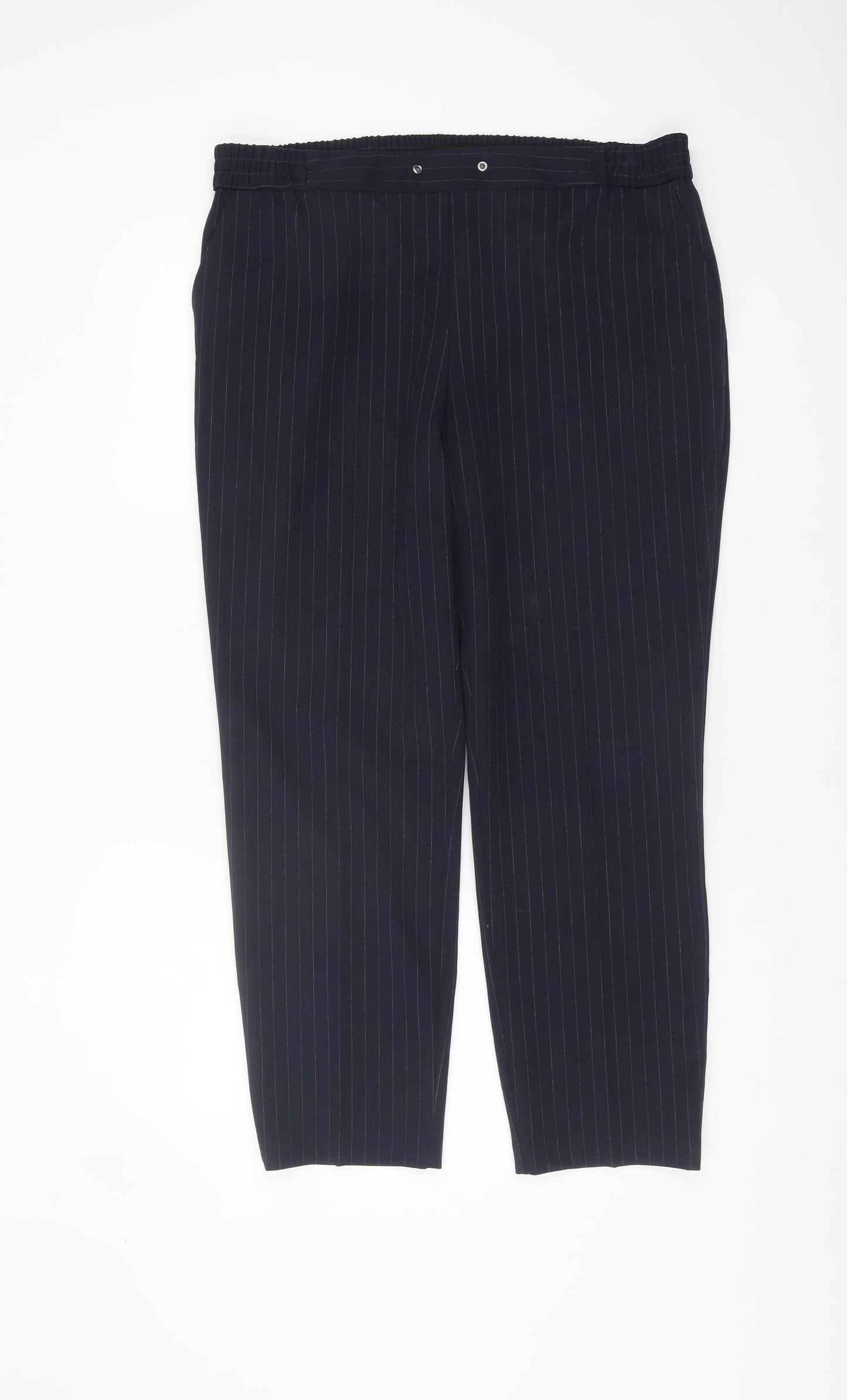 Womens UK Size 14 M&Co Regular Fit Business Casual Navy Trousers