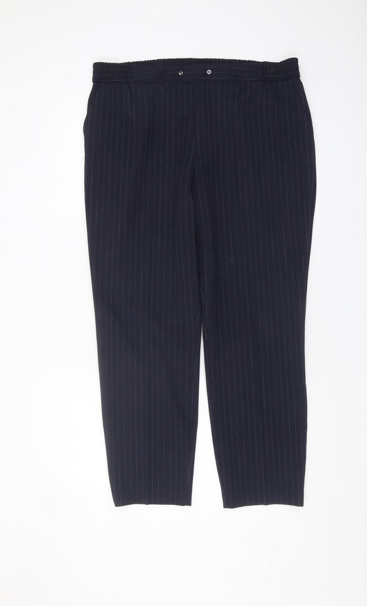 Womens UK Size 14 M&Co Regular Fit Business Casual Navy Trousers