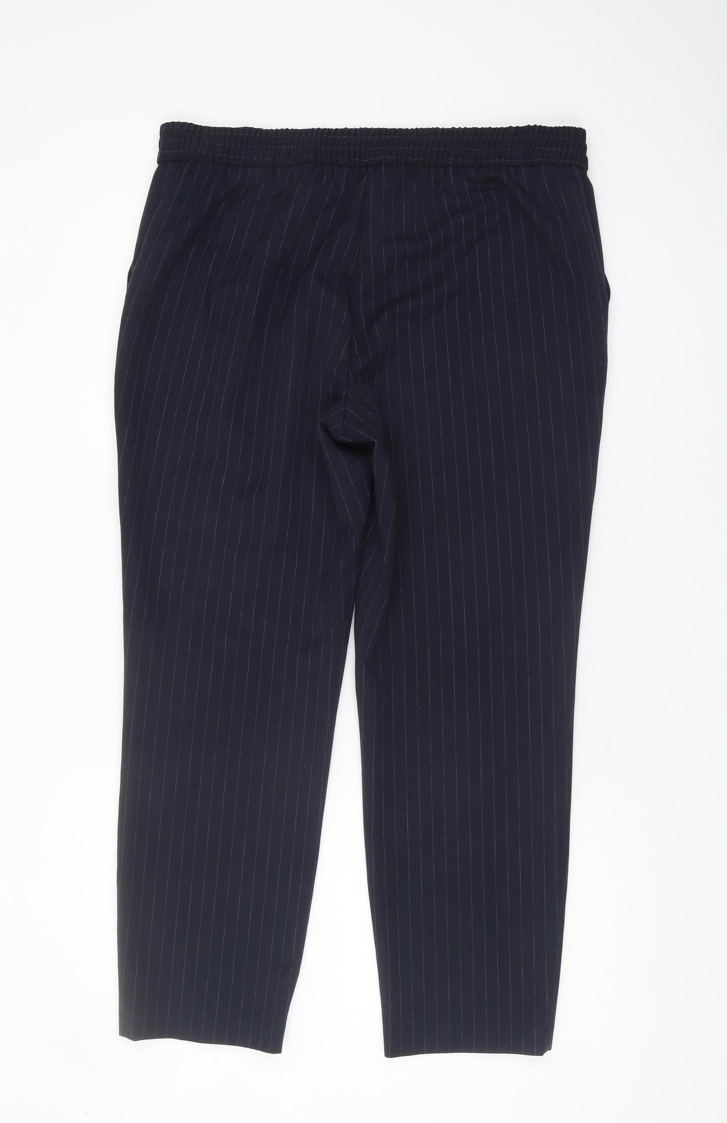 Womens UK Size 14 M&Co Regular Fit Business Casual Navy Trousers