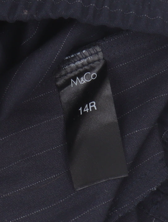 Womens UK Size 14 M&Co Regular Fit Business Casual Navy Trousers