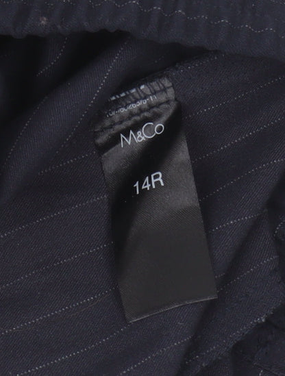 Womens UK Size 14 M&Co Regular Fit Business Casual Navy Trousers