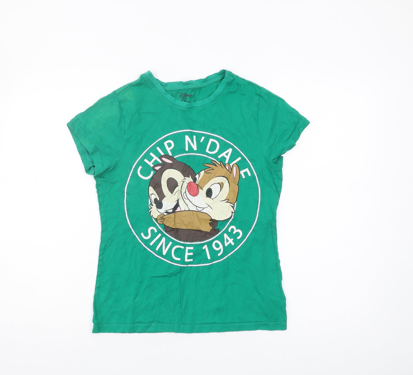 Womens UK Size 2XS Disney Green Basic T-Shirt