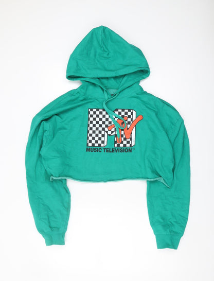 Unisex Adults UK Size M MTV Green Pullover Hoodie