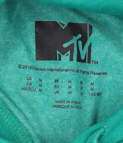 Unisex Adults UK Size M MTV Green Pullover Hoodie
