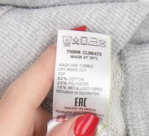 Marks and Spencer Girls Grey Pullover Sweatshirt 12-13 Years