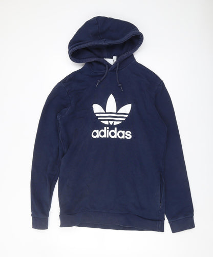 Adidas Men's Blue Logo Hoodie, Medium, Pullover