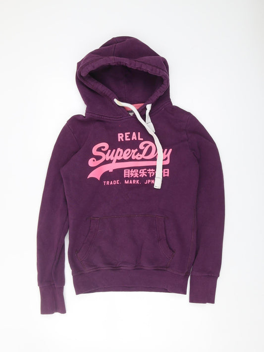SuperDry Women's Purple Hoodie, Size S, Casual Pullover