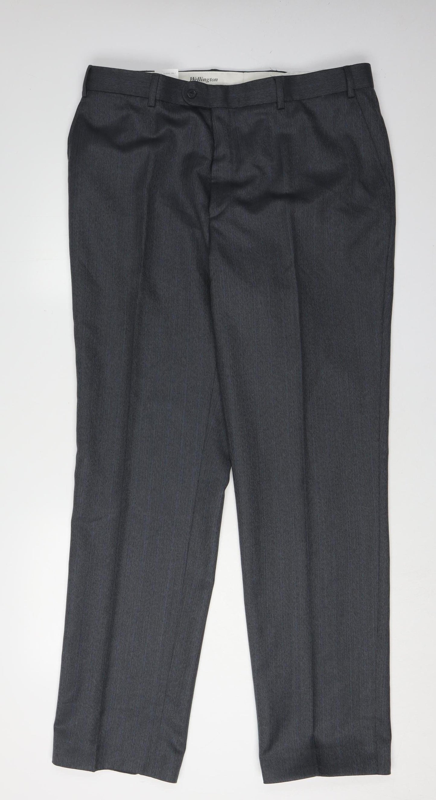 Mens UK Size L Wellington Regular Fit Formal Grey Trousers