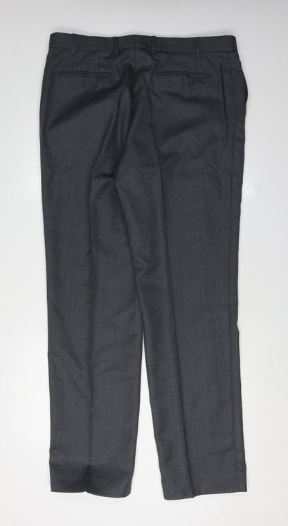 Mens UK Size L Wellington Regular Fit Formal Grey Trousers