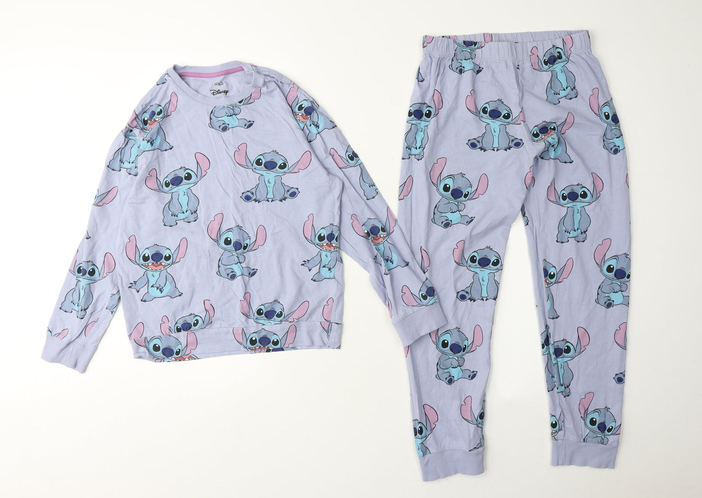 Marks and Spencer Girls Stitch Pyjama Set, Blue, 10-11 Years