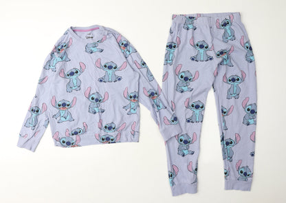 Marks and Spencer Girls Stitch Pyjama Set, Blue, 10-11 Years