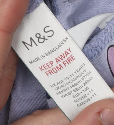 Marks and Spencer Girls Stitch Pyjama Set, Blue, 10-11 Years