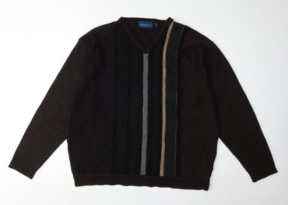 Mansize Men's Black 2XL V-Neck Knit Pullover