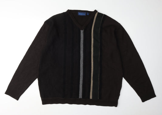 Mansize Men's Black 2XL V-Neck Knit Pullover