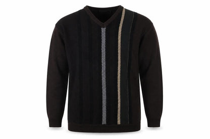 Mansize Men's Black 2XL V-Neck Knit Pullover