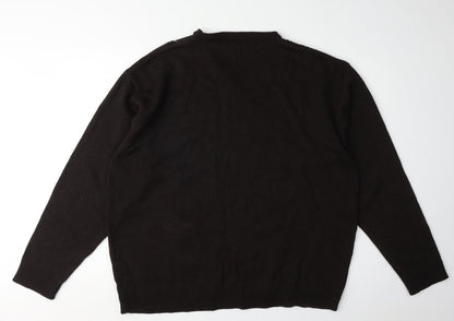 Mansize Men's Black 2XL V-Neck Knit Pullover