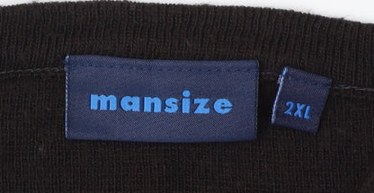 Mansize Men's Black 2XL V-Neck Knit Pullover