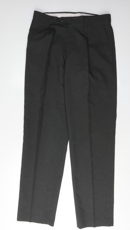 Burton Men's Black Dress Trousers 34L Polyester Flat Front