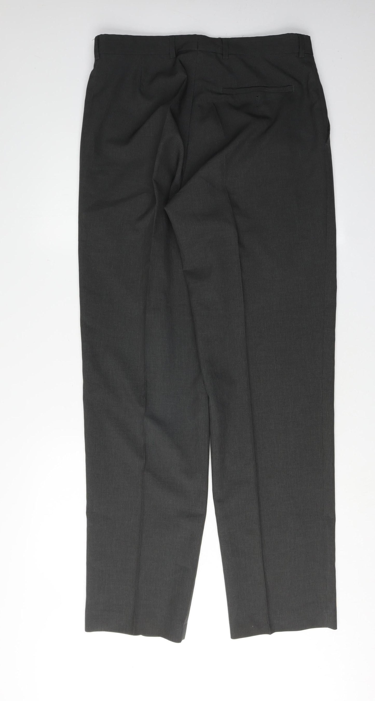 Burton Men's Black Dress Trousers 34L Polyester Flat Front