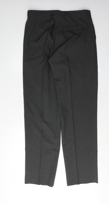 Burton Men's Black Dress Trousers 34L Polyester Flat Front