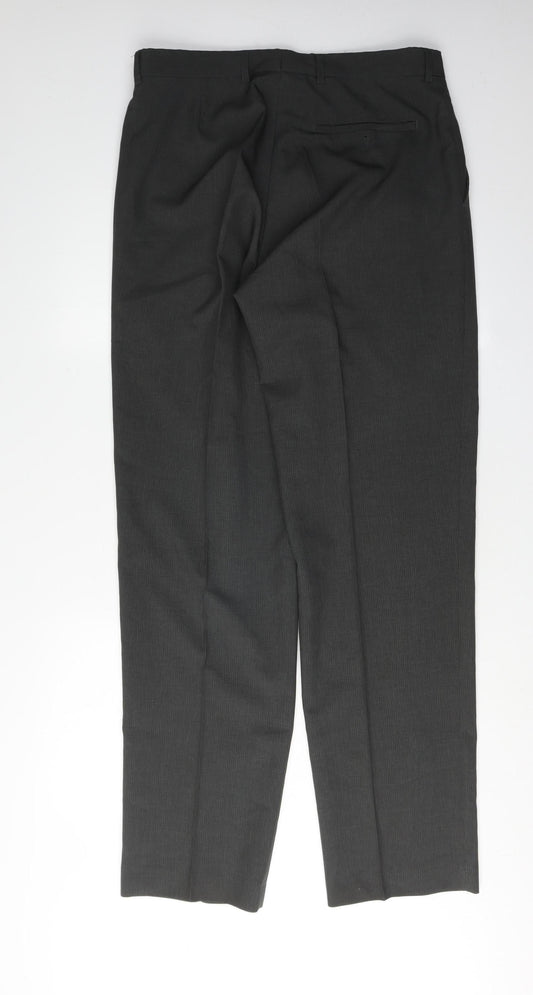 Burton Men's Black Dress Trousers 34L Polyester Flat Front