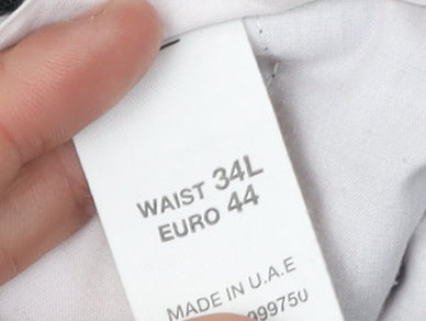 Burton Men's Black Dress Trousers 34L Polyester Flat Front