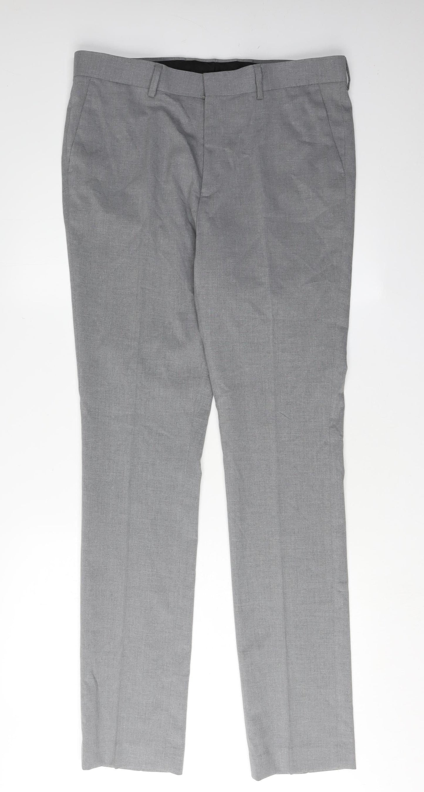 New Look Men's Grey Trousers 34L Formal Straight