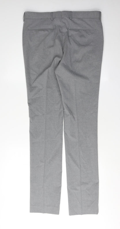 New Look Men's Grey Trousers 34L Formal Straight