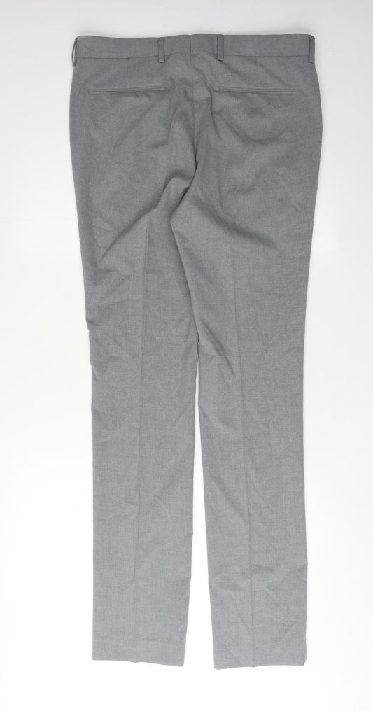 New Look Men's Grey Trousers 34L Formal Straight