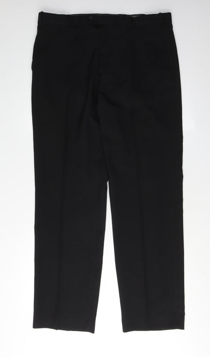 Marks and Spencer Men's Black Regular Trousers L