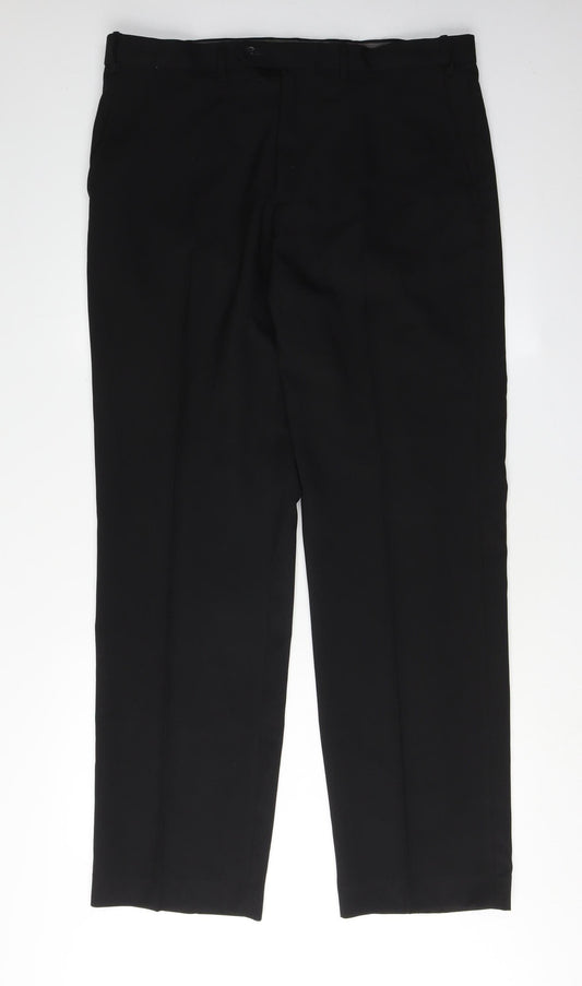Marks and Spencer Men's Black Regular Trousers L