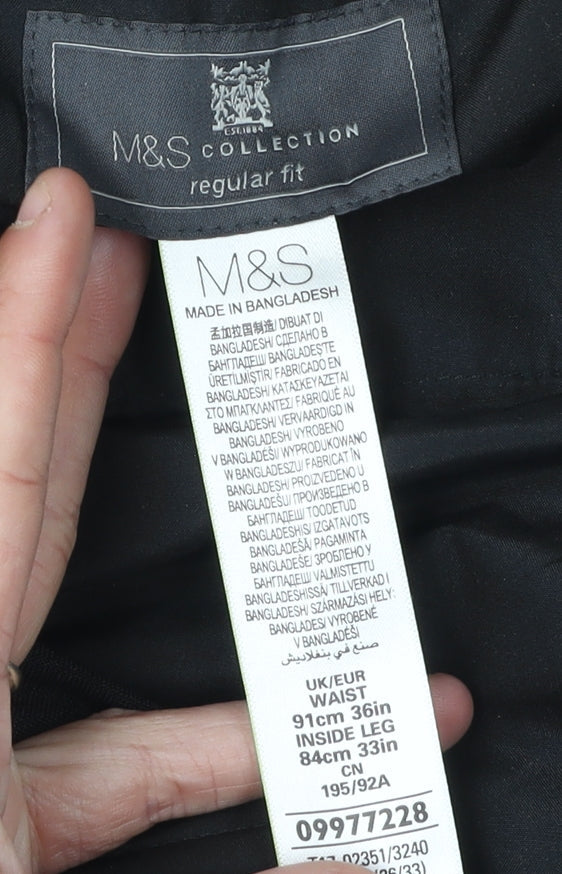 Marks and Spencer Men's Black Regular Trousers L