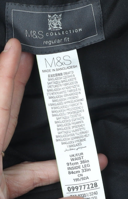 Marks and Spencer Men's Black Regular Trousers L