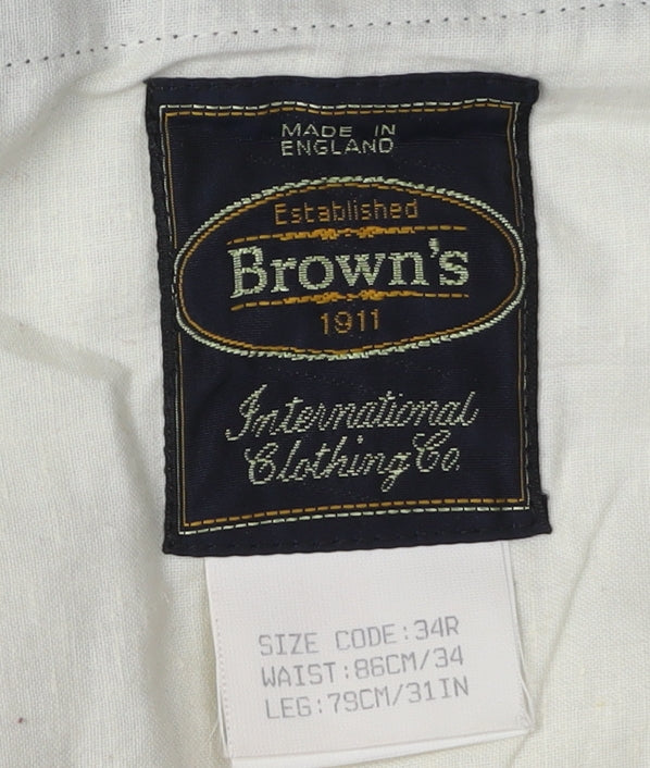 Brown's Men's Black Striped Trousers Size 34R