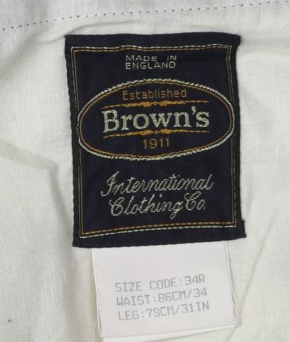 Brown's Men's Black Striped Trousers Size 34R