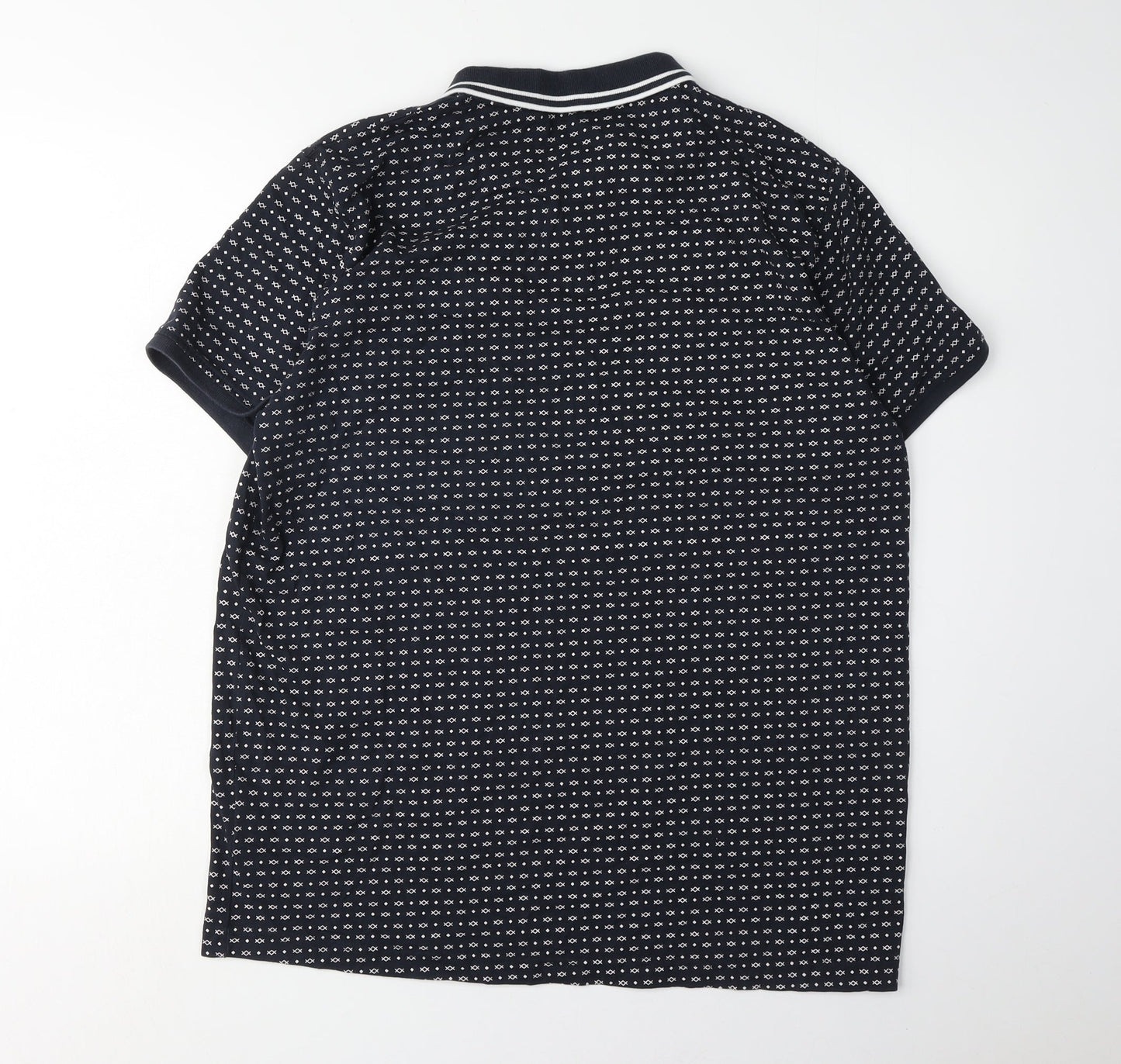 Brave Soul Men's XL Black Geometric Polo Shirt