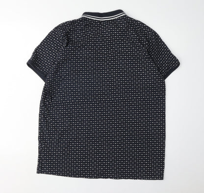 Brave Soul Men's XL Black Geometric Polo Shirt