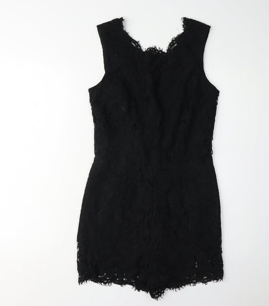 Next Women's Black Lace Playsuit Size M Sleeveless V-Neck
