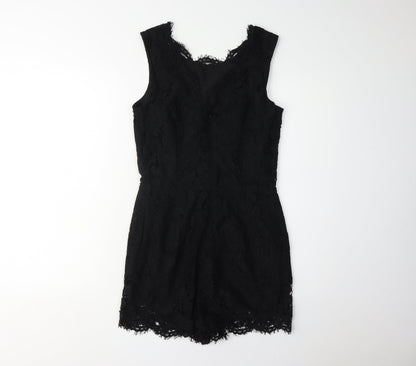 Next Women's Black Lace Playsuit Size M Sleeveless V-Neck