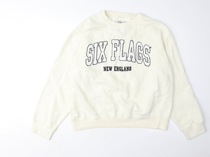 Six Flags XL White Sweatshirt Unisex Adults