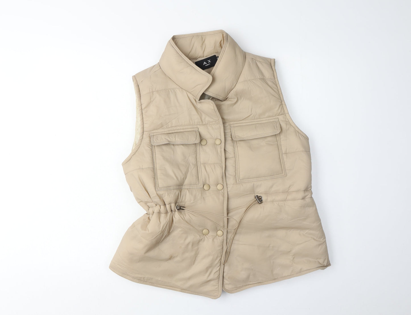 AX Paris Beige Women's Waistcoat - M, Elastic Waist, Buttons