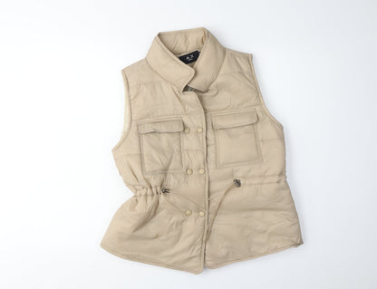 AX Paris Beige Women's Waistcoat - M, Elastic Waist, Buttons