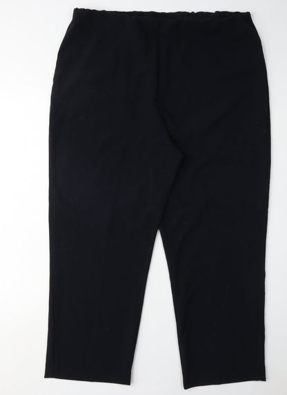 Womens UK Size 18 ISLE ESSENTIALS Regular Fit Casual Workwear Black Trousers