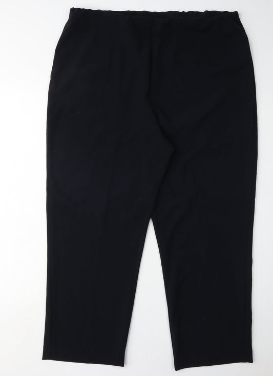 Womens UK Size 18 ISLE ESSENTIALS Regular Fit Casual Workwear Black Trousers