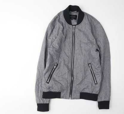Mens UK Size S River Island Grey Bomber Jacket