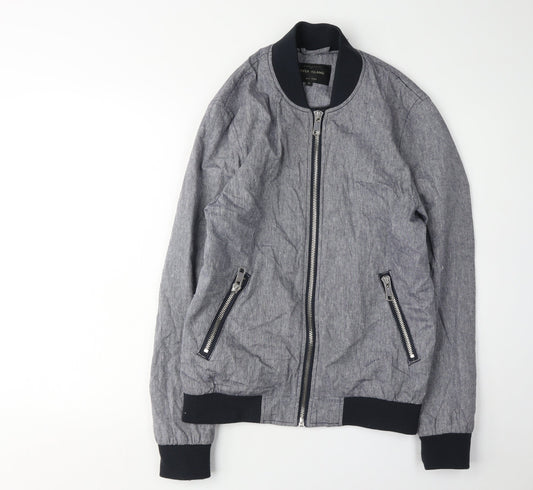 Mens UK Size S River Island Grey Bomber Jacket