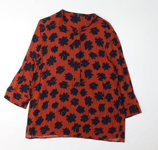 Jasper Conran Women's Red Floral Tunic Blouse Size 12