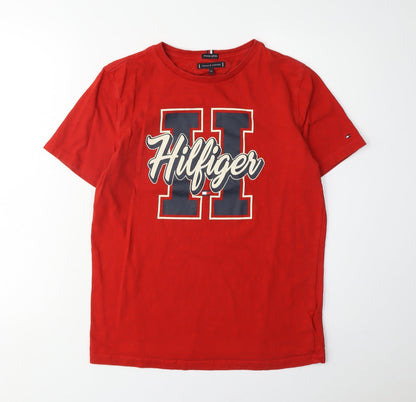 Tommy Hilfiger Boys Red Graphic T-Shirt - Size 16 Years